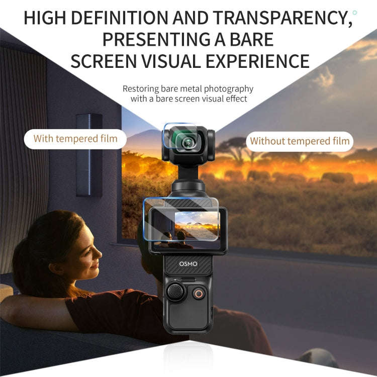 For DJI OSMO Pocket 3 STARTRC 2pcs 2 in 1 Tempered Glass Lens Protector + Screen Film (Transparent)