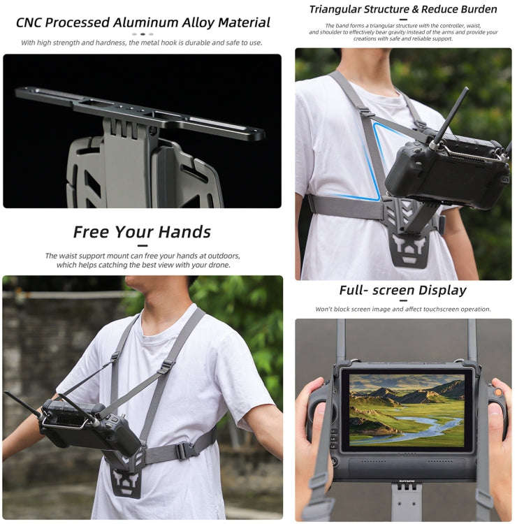 For DJI RC Plus Sunnylife Remote Control Waist Support Bracket Chest Strap (Grey)