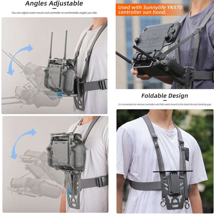 For DJI RC Plus Sunnylife Remote Control Waist Support Bracket Chest Strap (Grey)