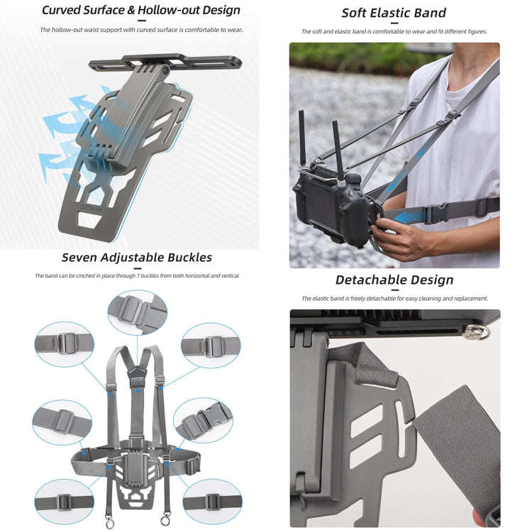 For DJI RC Plus Sunnylife Remote Control Waist Support Bracket Chest Strap (Grey)