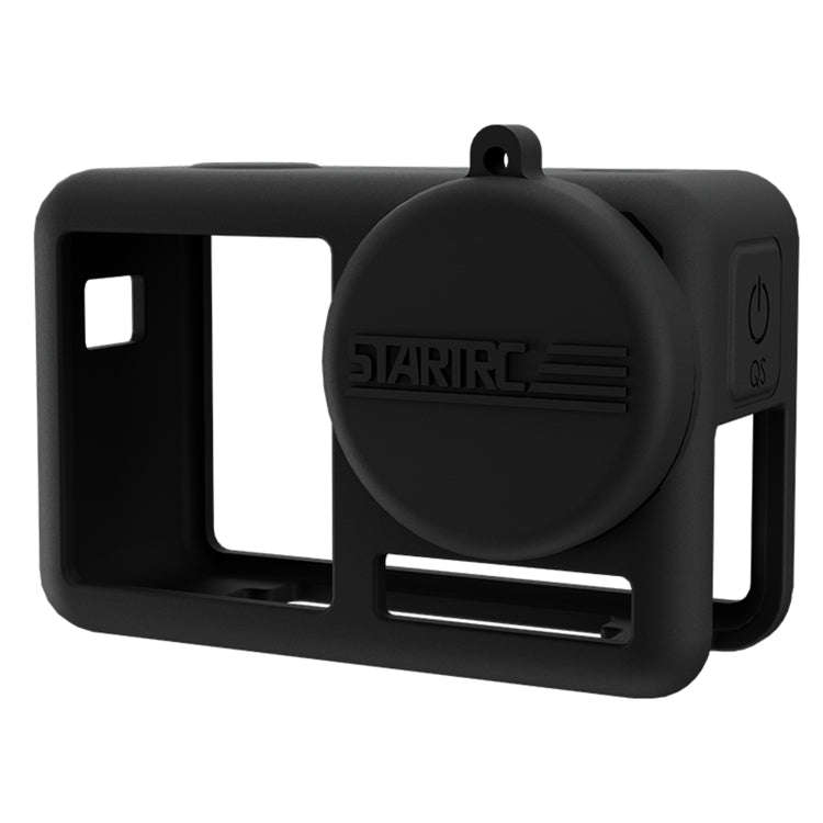 For DJI OSMO Action 4 / 3 STARTRC Silicone Shockproof Case with Lens Cap & Strap (Black)