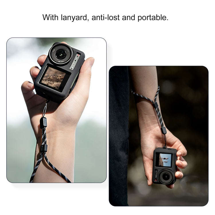 For DJI OSMO Action 4 / 3 STARTRC Silicone Shockproof Case with Lens Cap & Strap (Black)