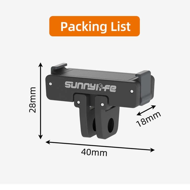 Sunnylife AD691 Magnetic Adapter Mount for DJI Action 2 / Osmo Action 3 / 4 (Black)