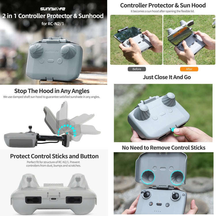 For DJI RC- N2 / N1 Sunnylife YK715 Remote Control Sunshade Protection Cover (Grey)