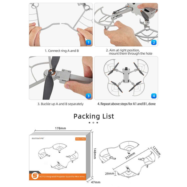 For DJI Mini 4 Pro Sunnylife N4P-KC712 Drone Propeller Protective Guard Anti-collision Ring (Grey)