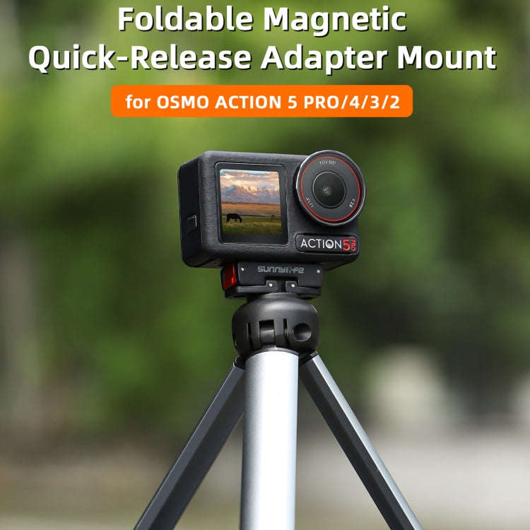 For DJI Osmo Action 5 Pro / 4 / 3 Sunnylife Foldable Magnetic Quick Release Mount Action Camera S...