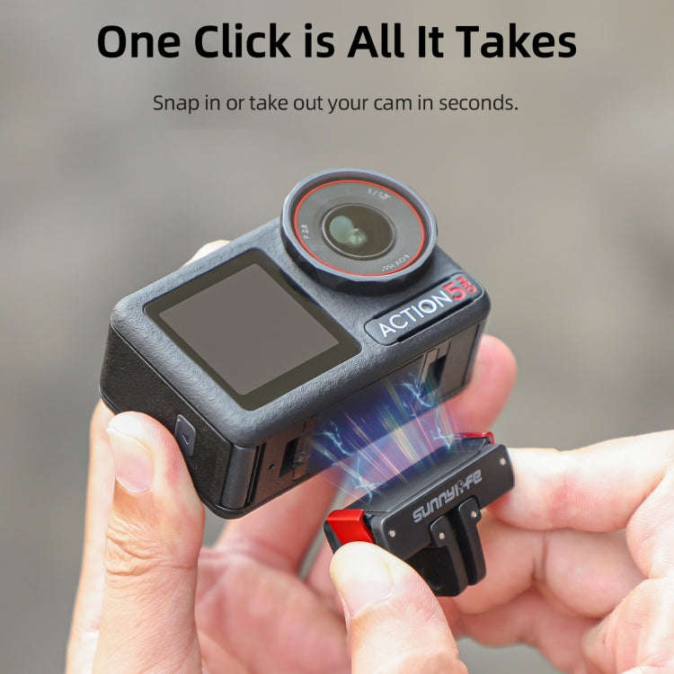 For DJI Osmo Action 5 Pro / 4 / 3 Sunnylife Foldable Magnetic Quick Release Mount Action Camera S...
