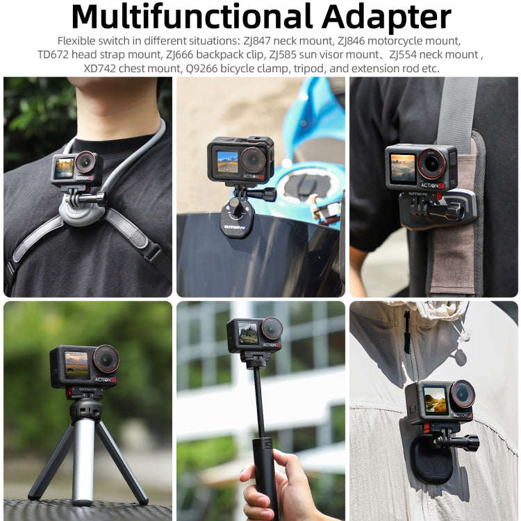 For DJI Osmo Action 5 Pro / 4 / 3 Sunnylife Foldable Magnetic Quick Release Mount Action Camera S...