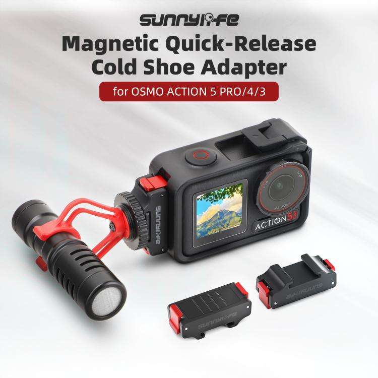 For DJI Osmo Action 5 Pro / 4 / 3 Sunnylife Magnetic Quick-Release Cold Shoe Adapter Action Camer...