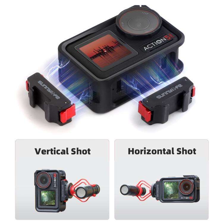 For DJI Osmo Action 5 Pro / 4 / 3 Sunnylife Magnetic Quick-Release Cold Shoe Adapter Action Camer...