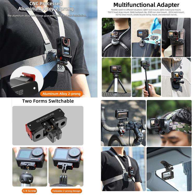 For DJI Osmo Action 5 Pro / 4 / 3 Sunnylife Foldable Magnetic Quick Release Mount + Magnetic Cold...