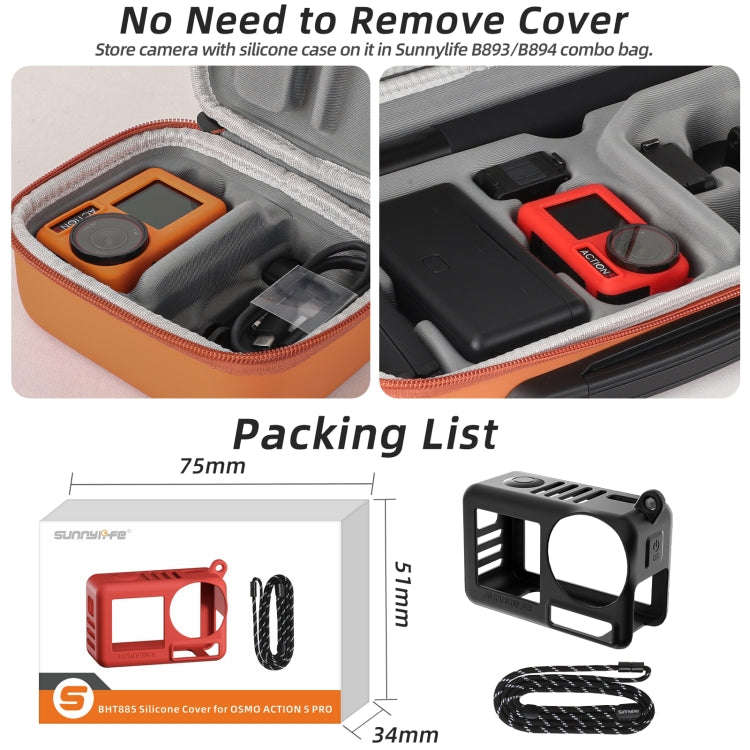 For DJI Osmo Action 5 Pro Sunnylife Silicone Protective Case Scratch-proof Camera Cover with Lany...