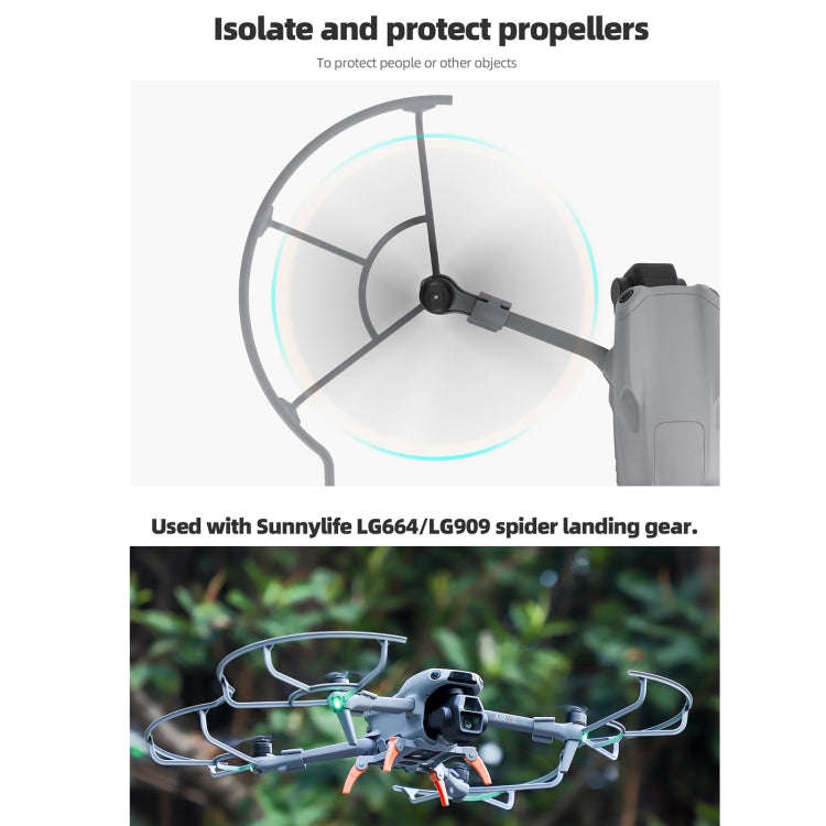 For DJI Air 3S / 3 Sunnylife Propellers Guard Protector Integrated Shielding Rings Quick Release ...