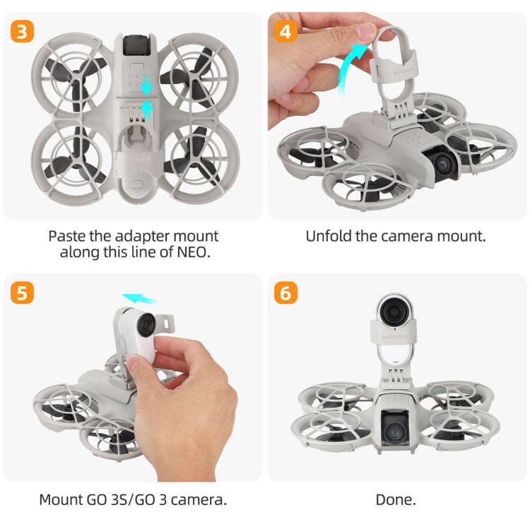 For DJI Neo / Insta360 GO 3S / GO 3 Sunnylife Drone Expansion Mount Action Camera Holder Adapter ...