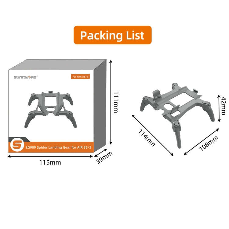 For DJI Air 3S / 3 Sunnylife Landing Gear Extensions Heightened Spider Gears Support Leg (Orange)