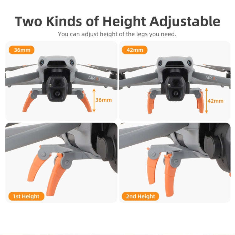 For DJI Air 3S / 3 Sunnylife Landing Gear Extensions Heightened Spider Gears Support Leg (Orange)