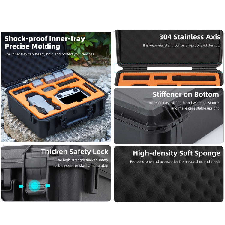 For DJI Air 3S / 3 Sunnylife Safety Carrying Case Large Capacity Waterproof Shock-proof Hard Trav...
