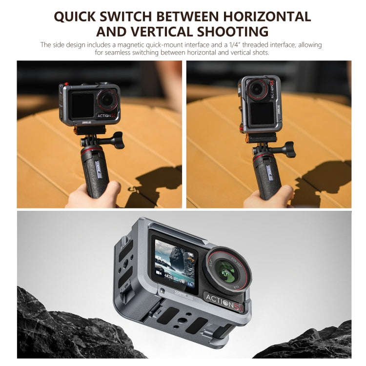 For DJI Osmo Action 5 Pro STARTRC Metal Cage Expansion Adapter Frame with Cold Shoe (Grey)