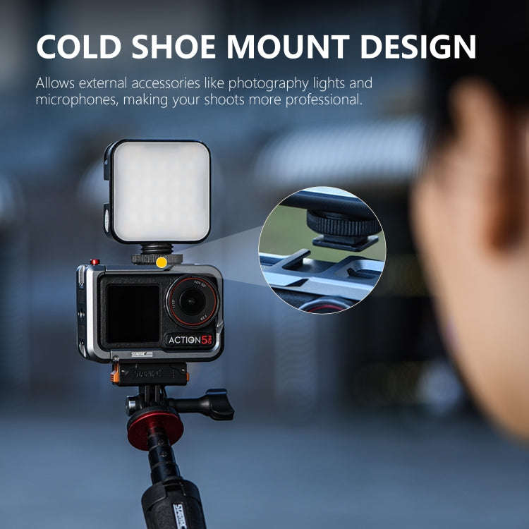 For DJI Osmo Action 5 Pro STARTRC Metal Cage Expansion Adapter Frame with Cold Shoe (Grey)