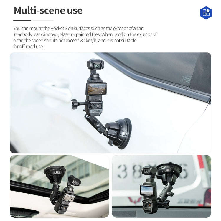 For DJI OSMO Pocket 3 STARTRC Suction Cup Holder Expansion Adapter Bracket (Black)