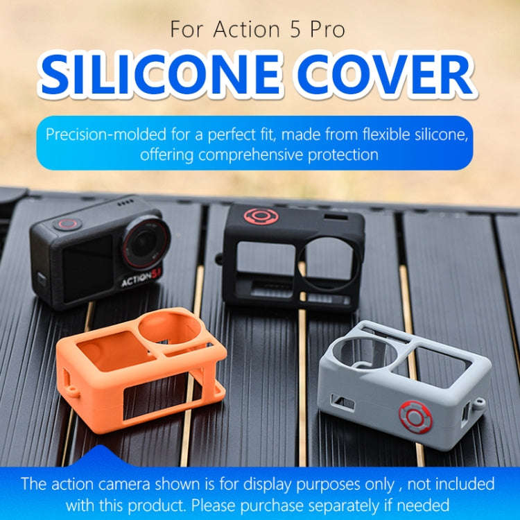 For DJI Osmo Action 5 Pro STARTRC Silicone Protective Case with Lens Cover (Grey)