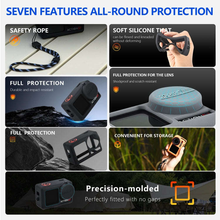 For DJI Osmo Action 5 Pro STARTRC Silicone Protective Case with Lens Cover (Orange)