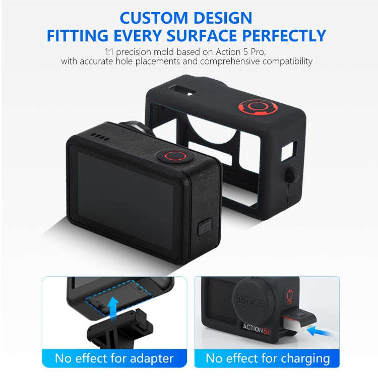 For DJI Osmo Action 5 Pro STARTRC Silicone Protective Case with Lens Cover (Grey)