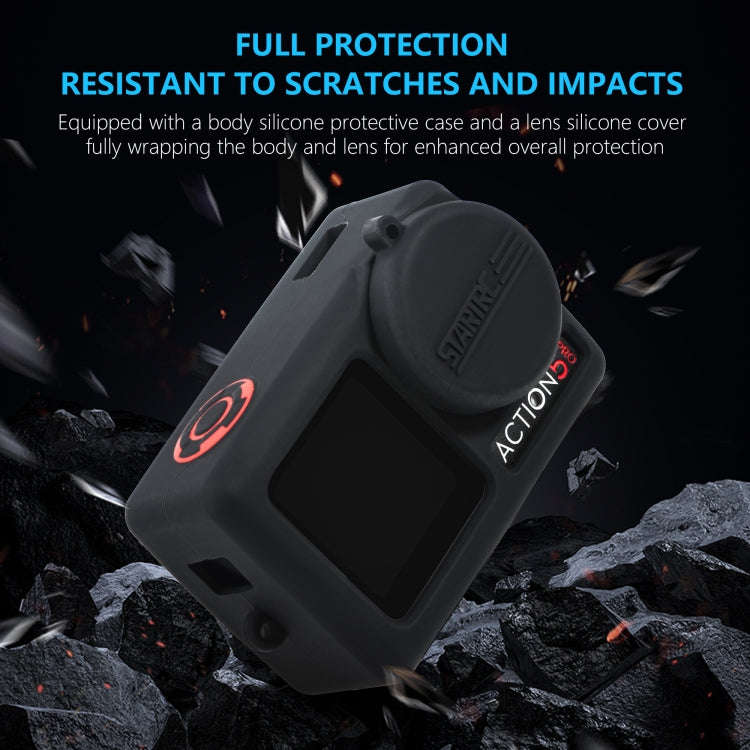 For DJI Osmo Action 5 Pro STARTRC Silicone Protective Case with Lens Cover (Grey)