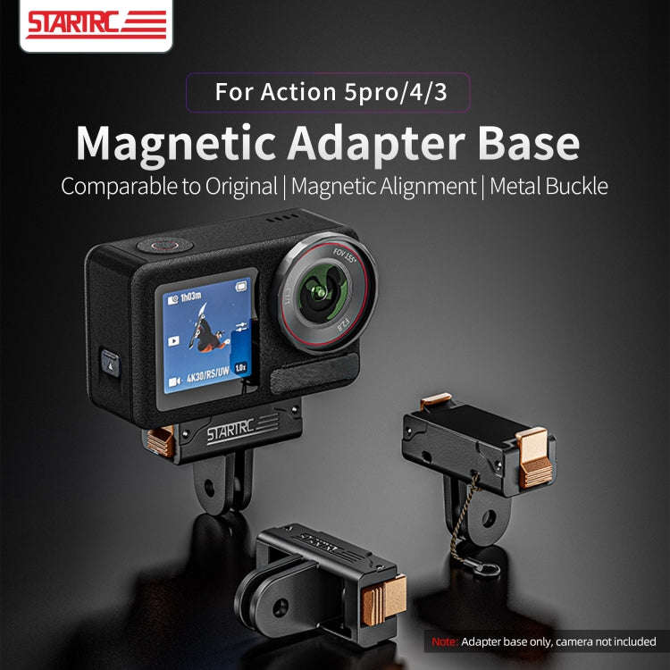 For DJI Osmo Action 5 Pro / 4 / 3 STARTRC Plastic Quick Adapter Magnetic Extension Bracket (Black)