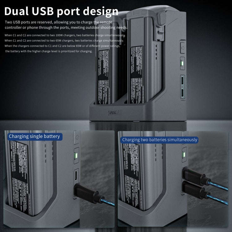 For DJI Air 3S / 3 Two-way Charging Butler Battery Charger (Grey)