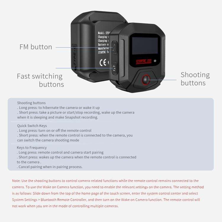 STARTRC GPS Bluetooth Remote Control For Insta360 X4 Series / Ace Pro Series / GO 3S Series (Black)