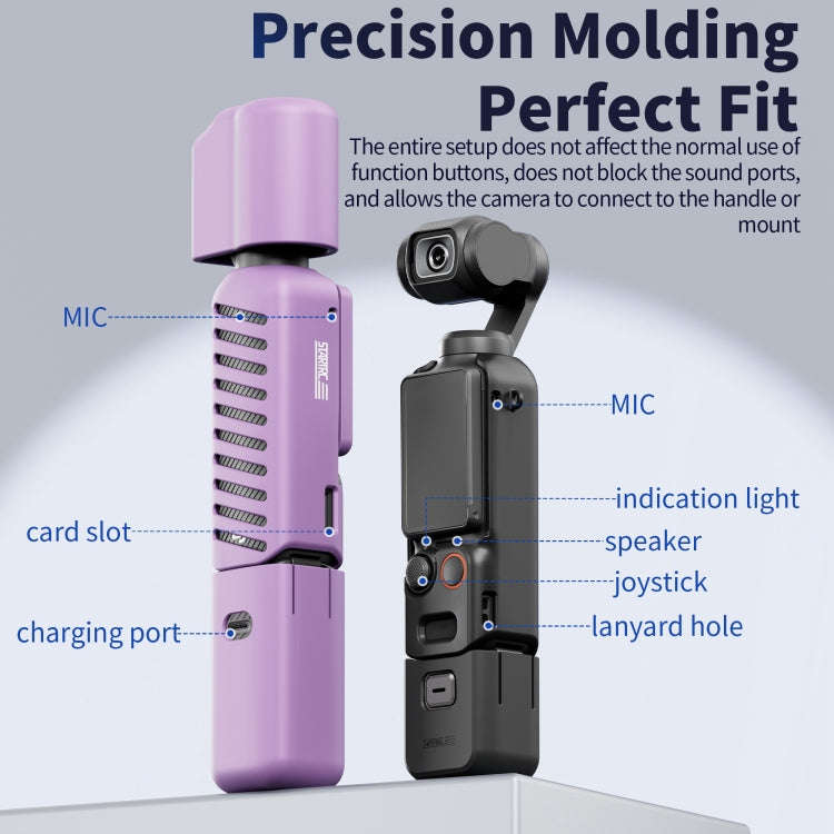 For DJI OSMO Pocket 3 STARTRC 5 in 1 Body Lens Handle Screen Silicone TPU Case (Purple)