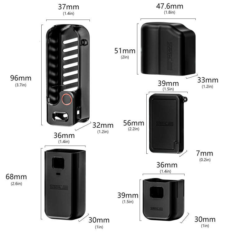 For DJI OSMO Pocket 3 STARTRC 5 in 1 Body Lens Handle Screen Silicone TPU Case (Black)