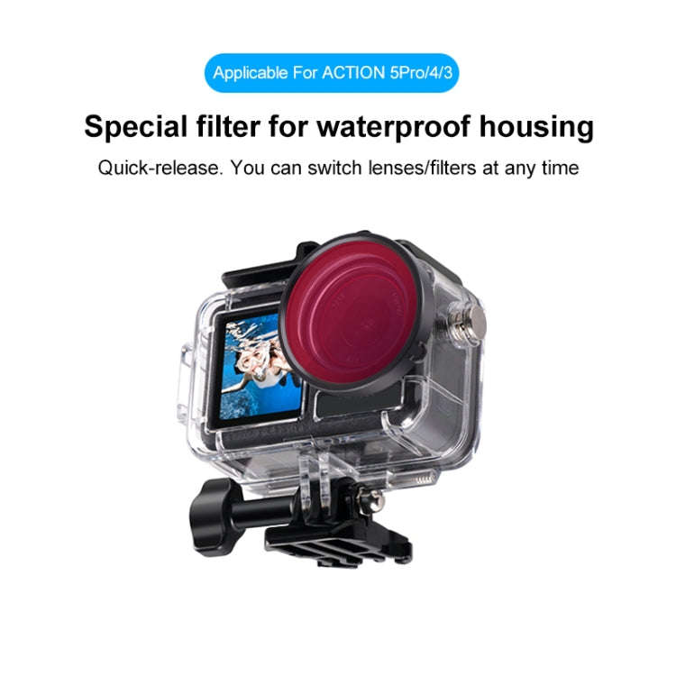 For DJI Osmo Action 5 Pro / 4 / 3 Housing Diving Color Lens Filter (Red)