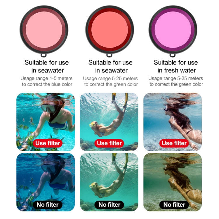 For DJI Osmo Action 5 Pro / 4 / 3 Housing Diving Color Lens Filter (Red)