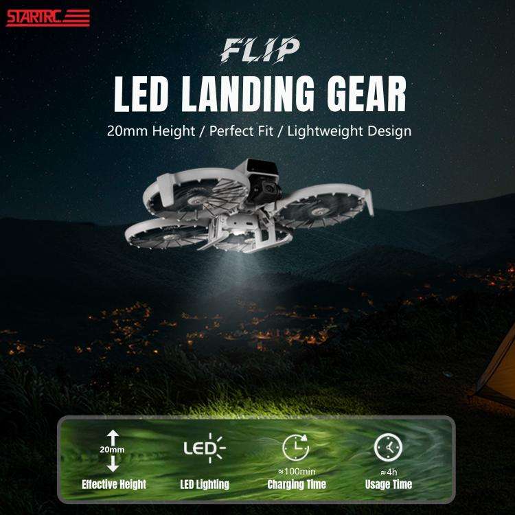 For DJI Flip STARTRC LED Light Folding Heightened Landing Gear Training Rack (Grey)
