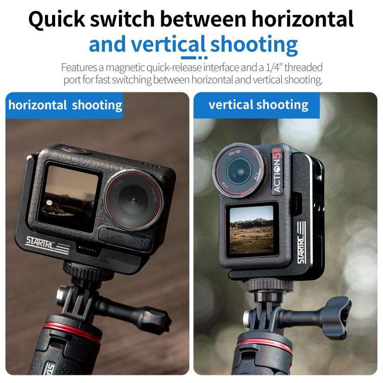 For DJI Osmo Action 5 Pro / 4 / 3 STARTRC L-shaped Magnetic Quick Release Bracket (Black)