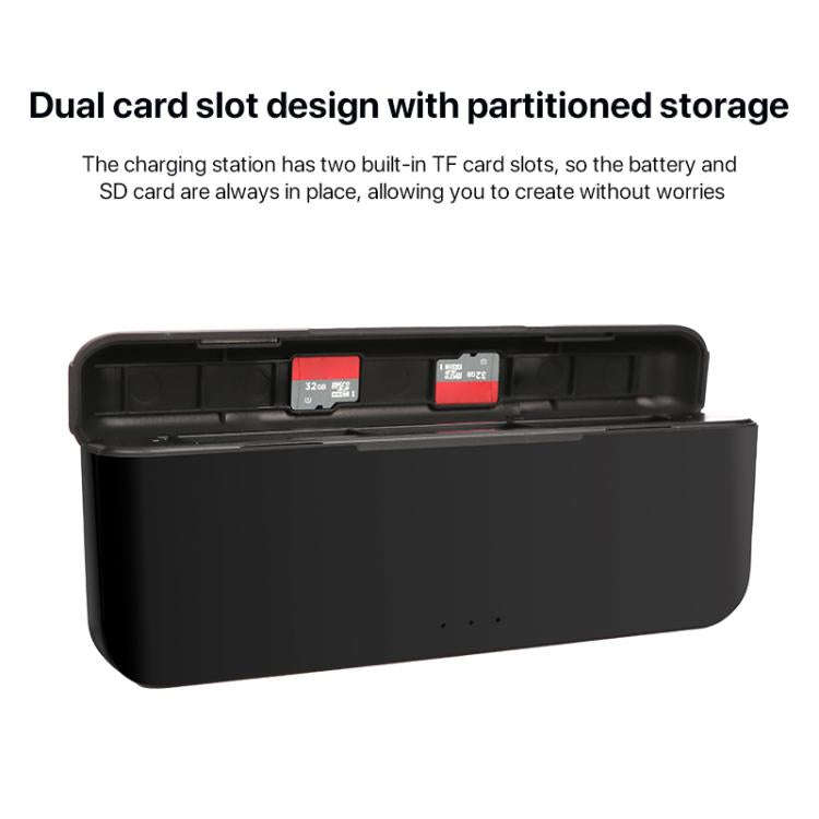 For DJI Osmo Action 5 Pro Multifunction Tri-Slot Batteries Charger Storage Box (Black)
