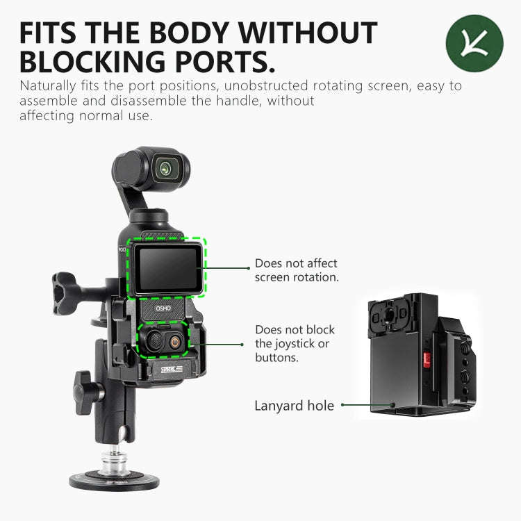 For DJI OSMO Pocket 3 STARTRC Metal Protection Frame Cage Expansion Adapter Bracket (Black)