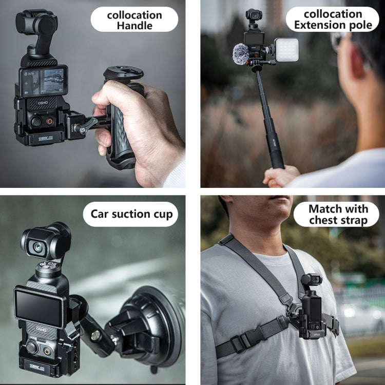 For DJI OSMO Pocket 3 STARTRC Metal Protection Frame Cage Expansion Adapter Bracket (Black)