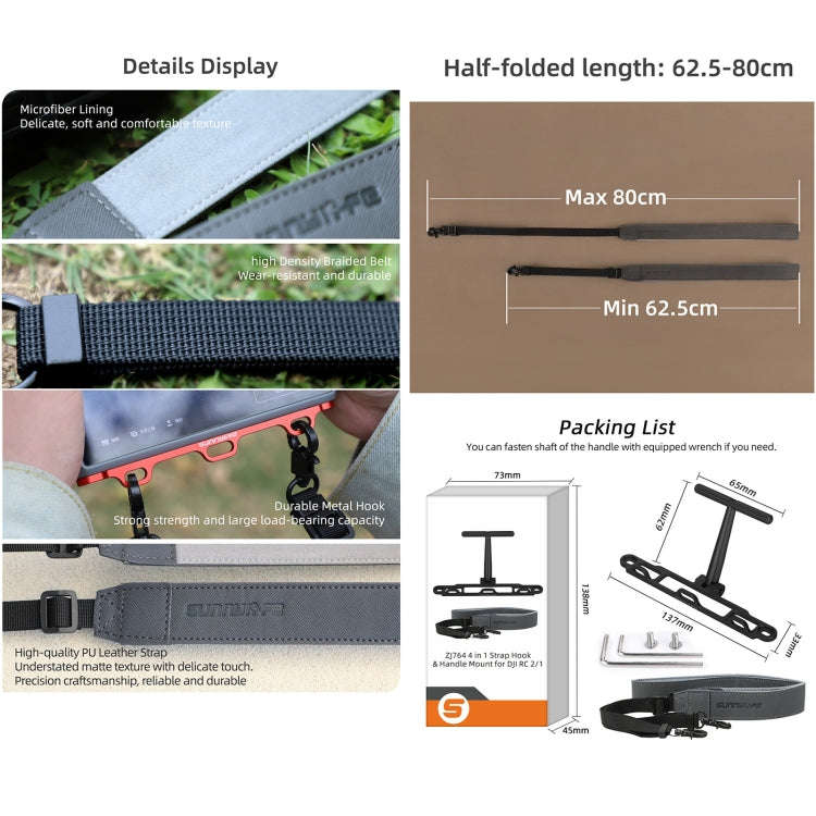 For DJI RC 2 / 1 Sunnylife ZJ764 Controller Handle Waist Support Tabletop Mount Neck Strap Hook H...