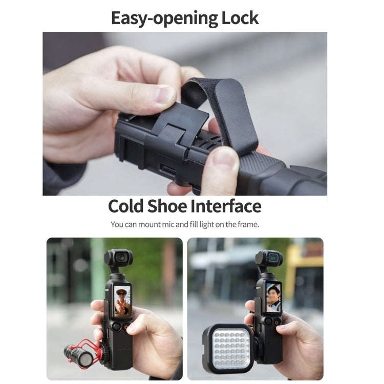For DJI OSMO Pocket 3 Sunnylife Hand Band Protective Frame Cold Shoe Extension Handle Cover (Black)