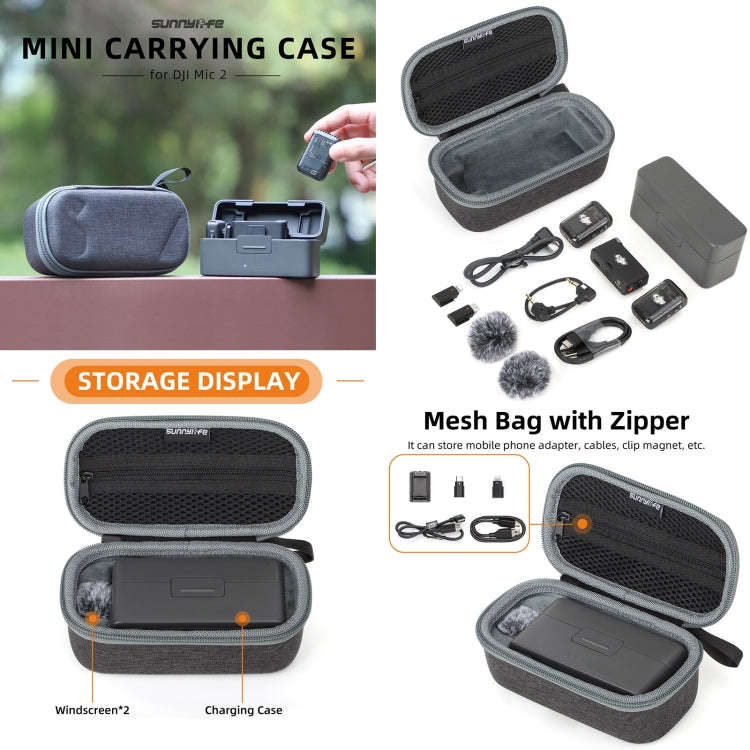 For DJI Mic 2 Sunnylife B770 Mini Carrying Case Wireless Microphone Storage Bag (Grey)