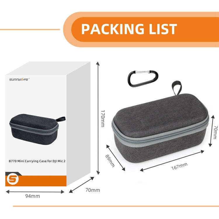 For DJI Mic 2 Sunnylife B770 Mini Carrying Case Wireless Microphone Storage Bag (Grey)