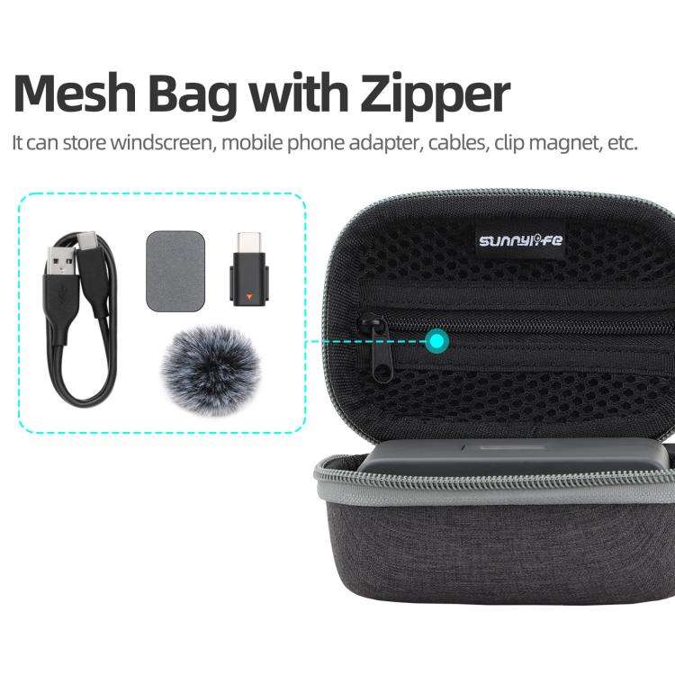 For DJI Mic Mini Sunnylife Portable Protective Box Storage Bag (Black)