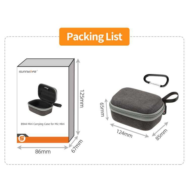 For DJI Mic Mini Sunnylife Portable Protective Box Storage Bag (Black)