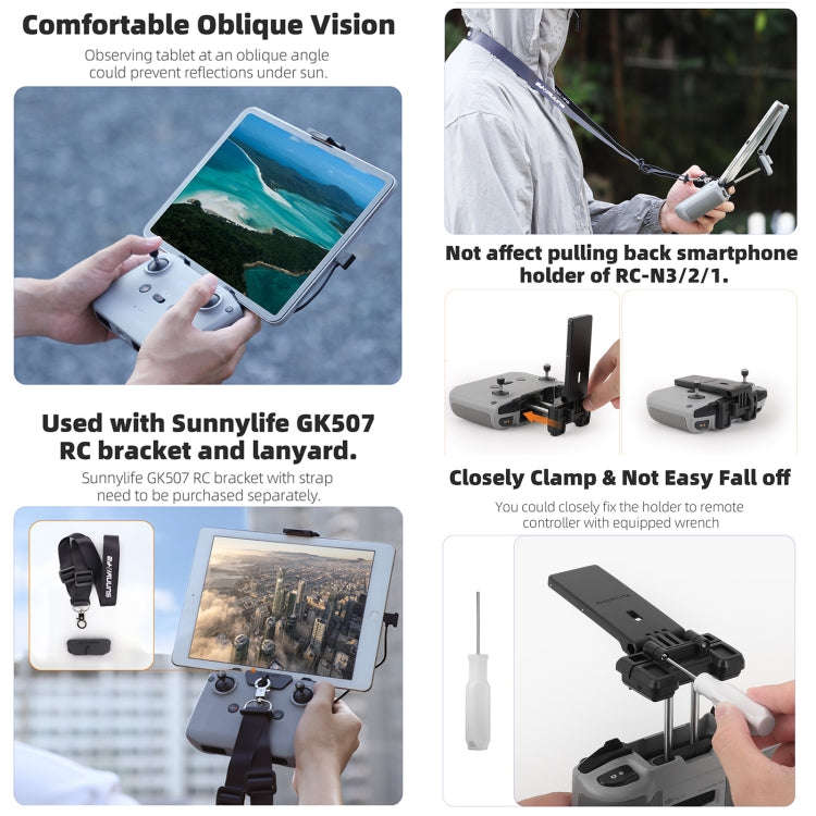 Sunnylife Remote Controller Tablet Holder Stand For DJI RC-N3 / RC-N2 / RC-N1 (Black)