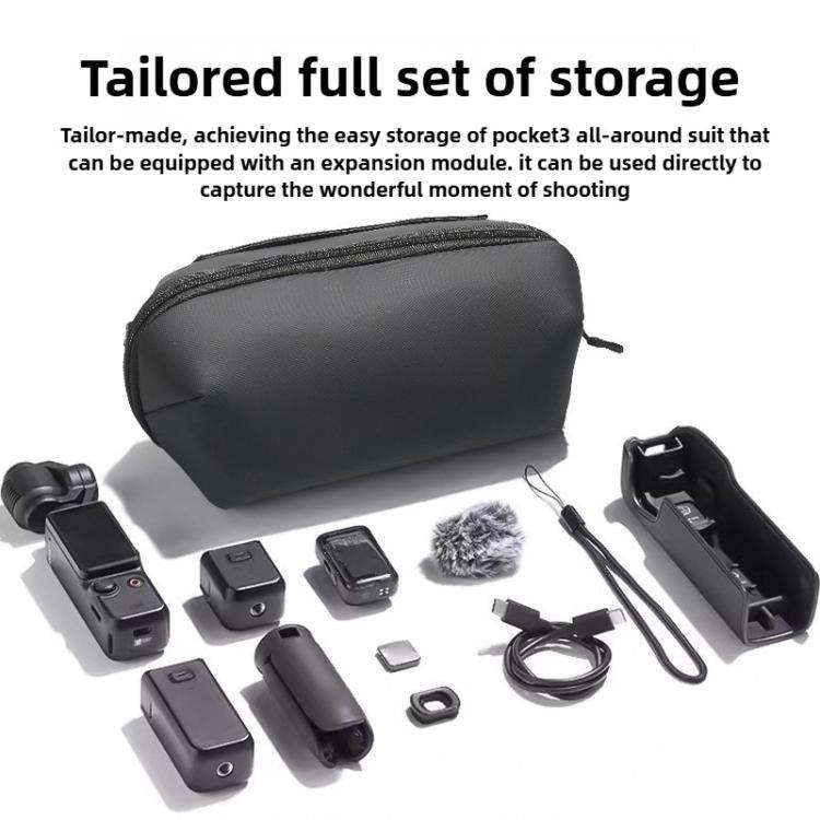For DJI OSMO Pocket 3 Portable Carrying Case Body Storage Bag with Strap (Black)