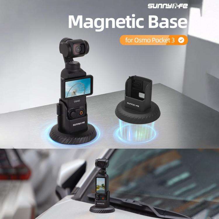 For DJI Osmo Pocket 3 Sunnylife Magnetic Base Mount Tabletop Base Stand Holder (Black)