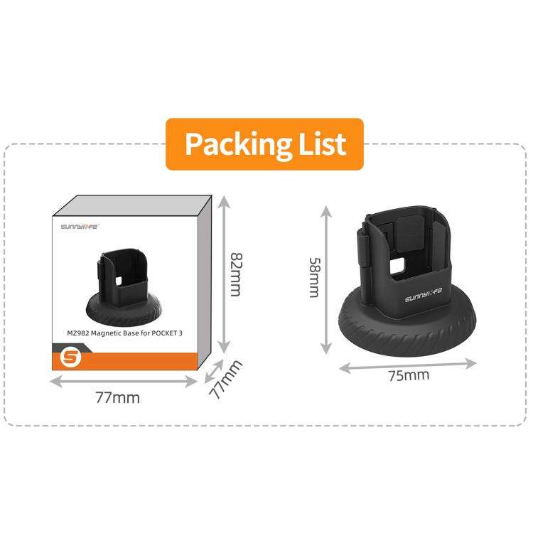 For DJI Osmo Pocket 3 Sunnylife Magnetic Base Mount Tabletop Base Stand Holder (Black)